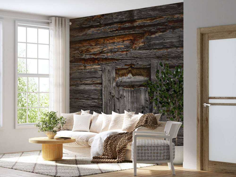 Madera oscura con puerta