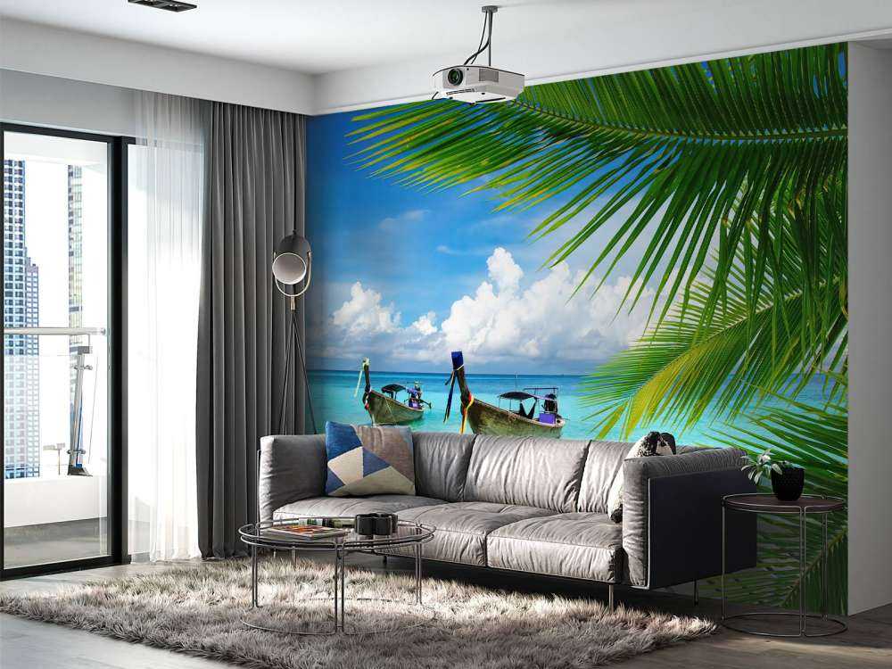 Barco y una palmera
