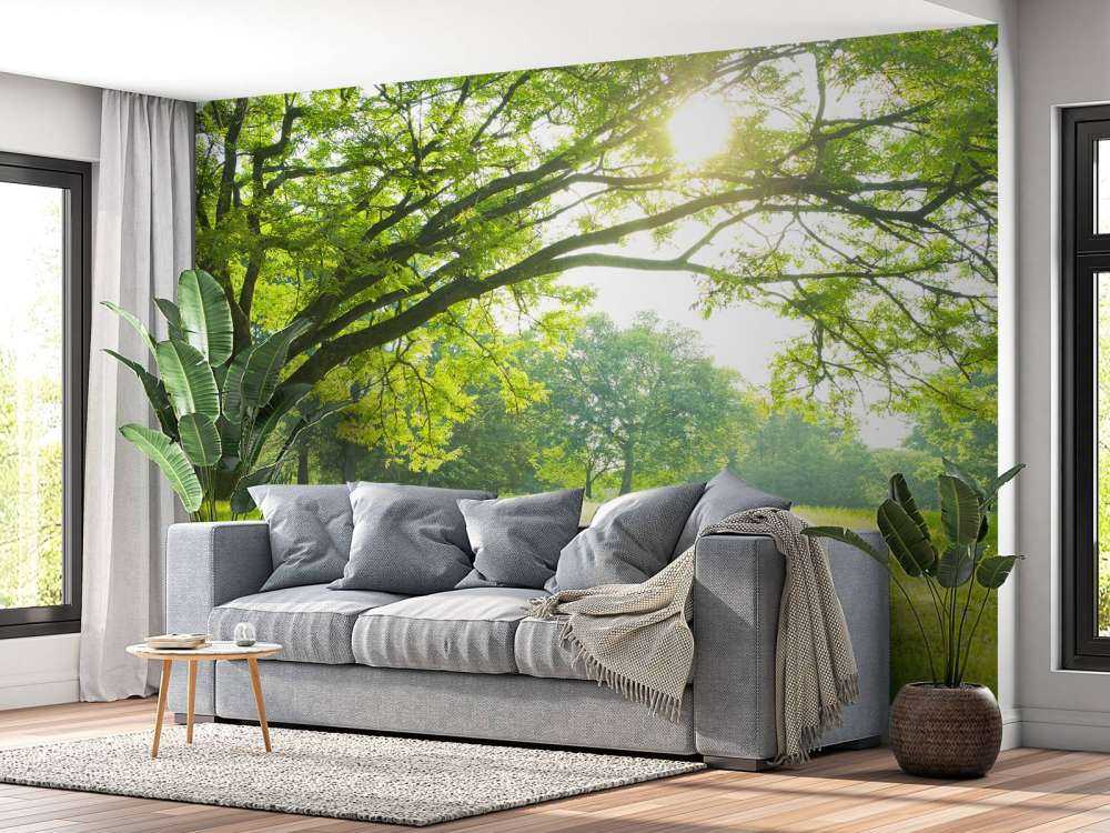 Hermoso árbol con hierba verde