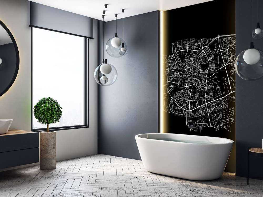 Mapa de Leeuwarden, negro