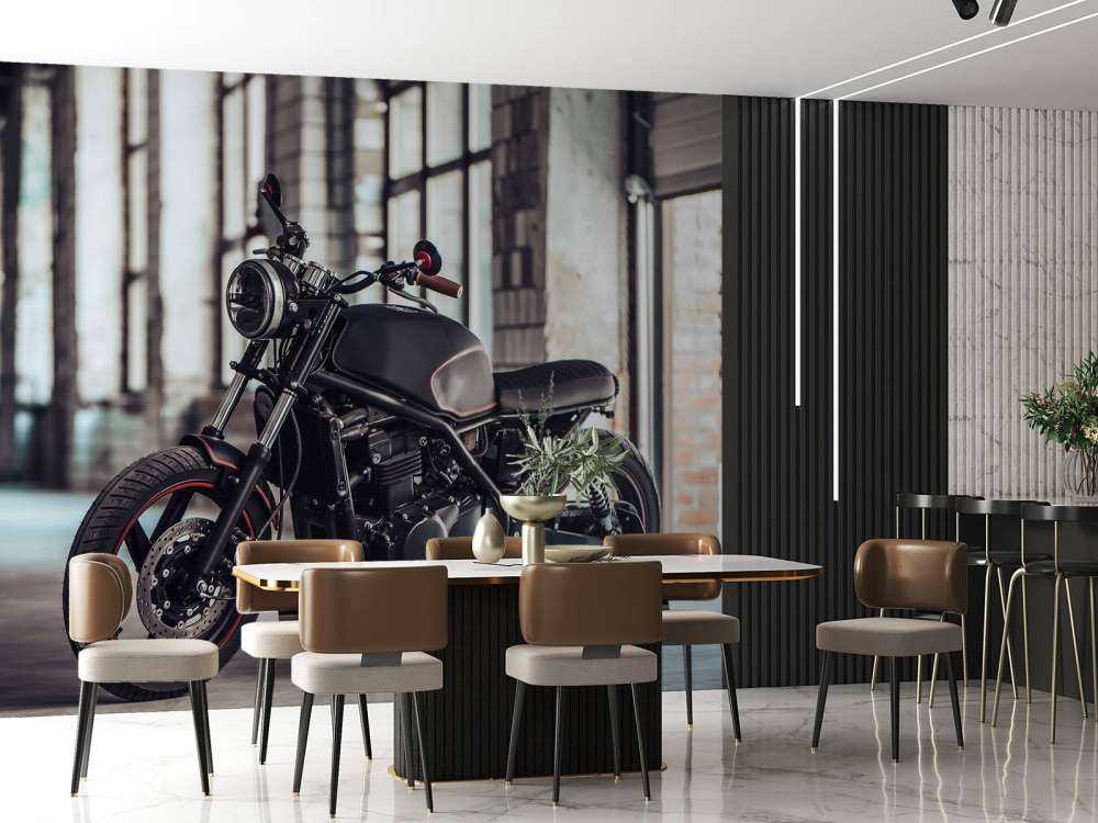 Motocicleta negra mate
