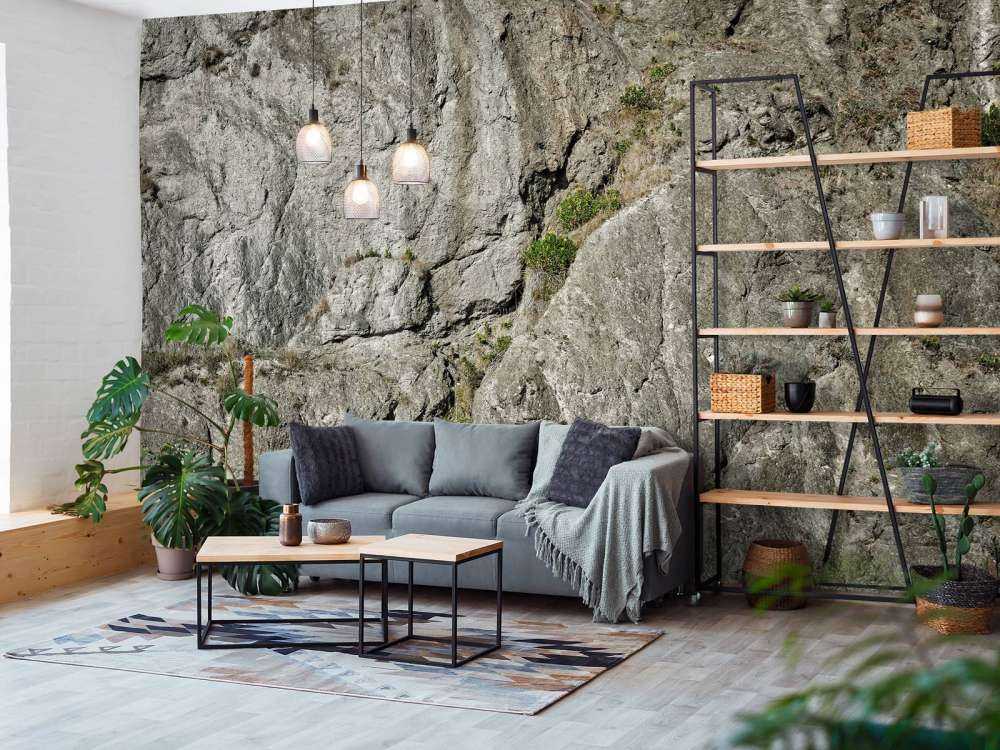 Pared de roca gris