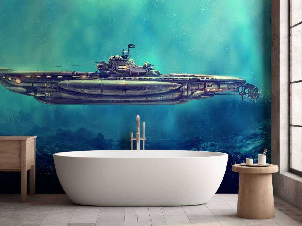 Submarino pirata en el mundo submarino