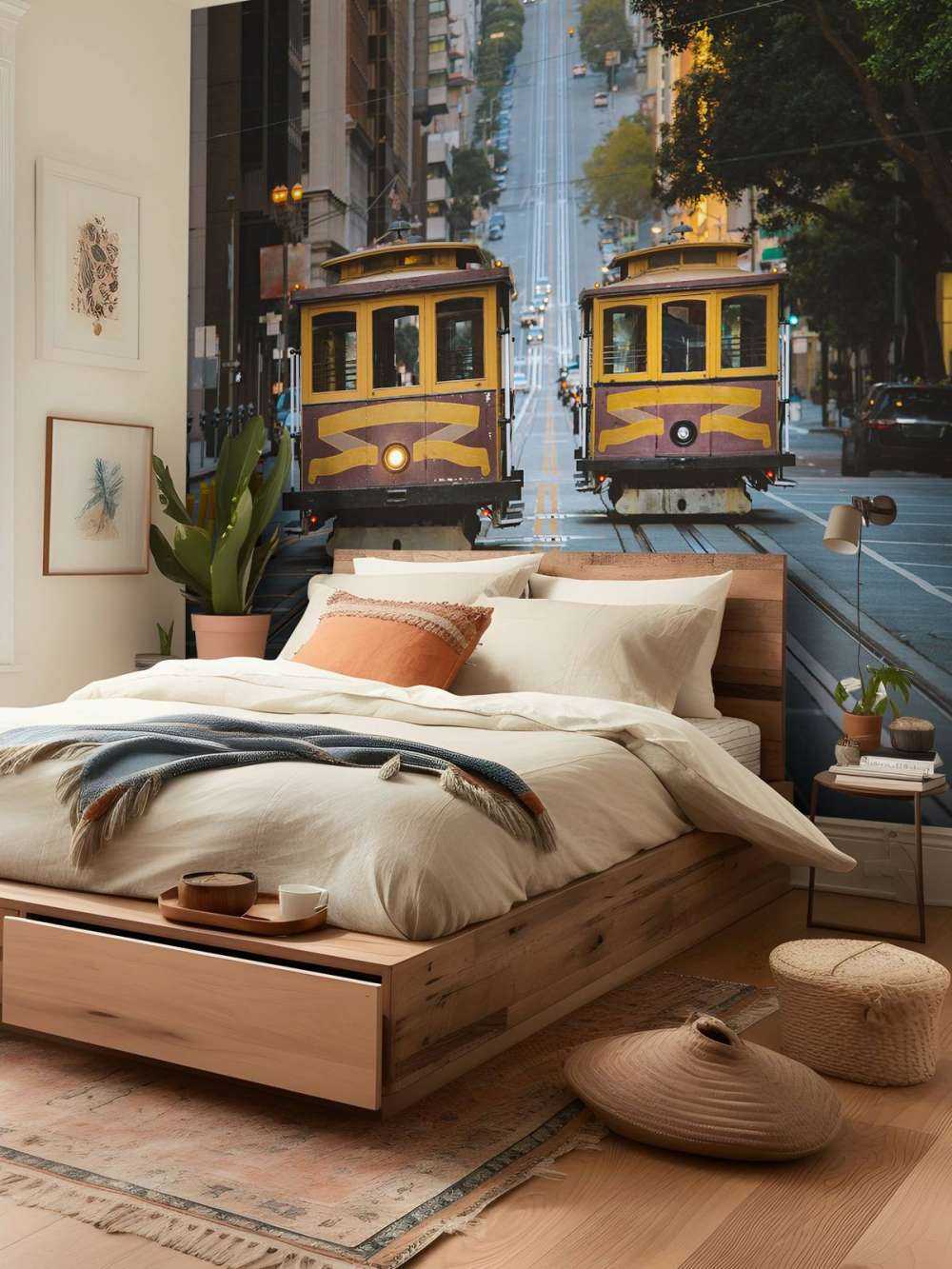 Tranvías amarillos en San Francisco EE.UU.
