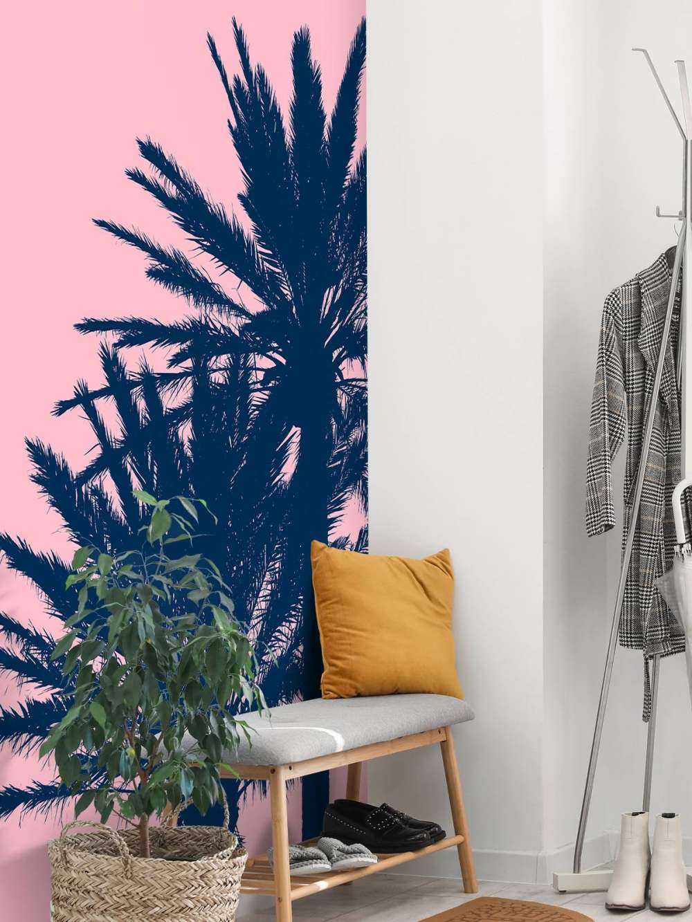 Palmeras con fondo rosa