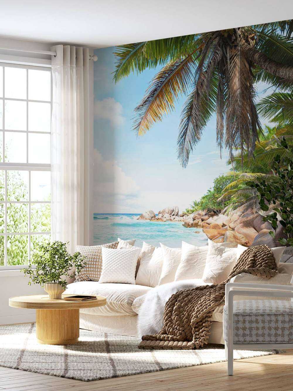 Hermosa playa de arena tropical