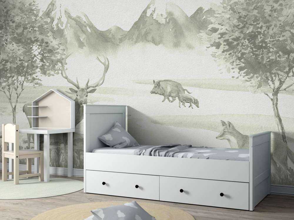 Bosque con animales en verde