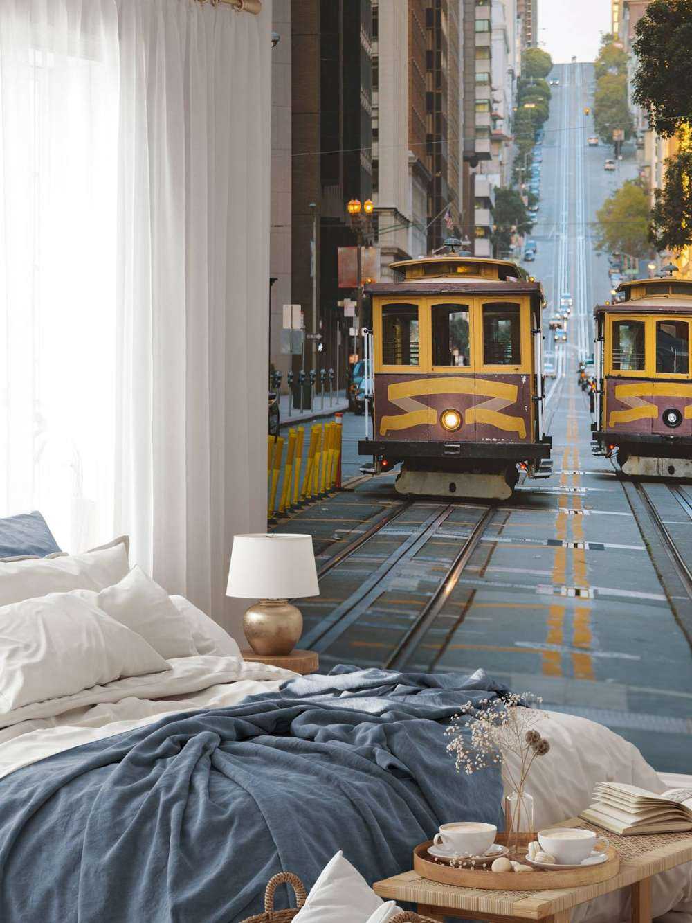 Tranvías amarillos en San Francisco EE.UU.