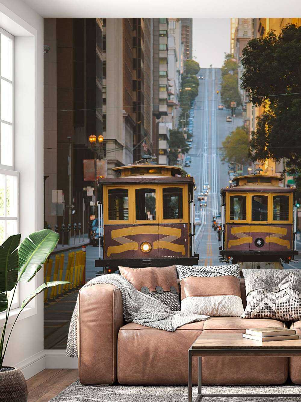 Tranvías amarillos en San Francisco EE.UU.