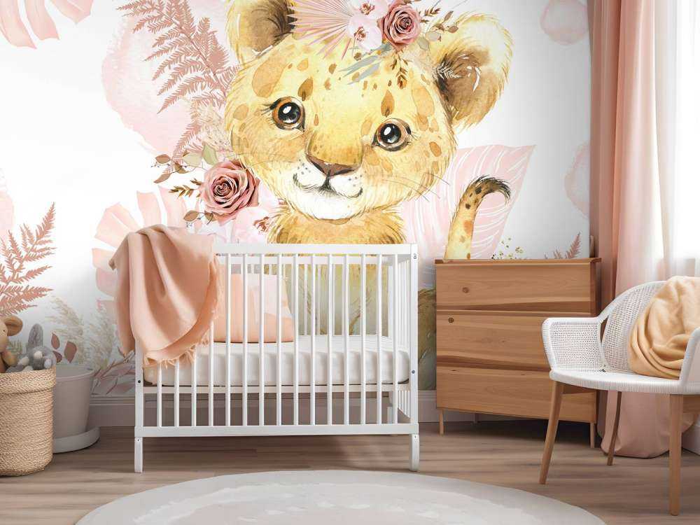 Bebé leona de la selva rosa