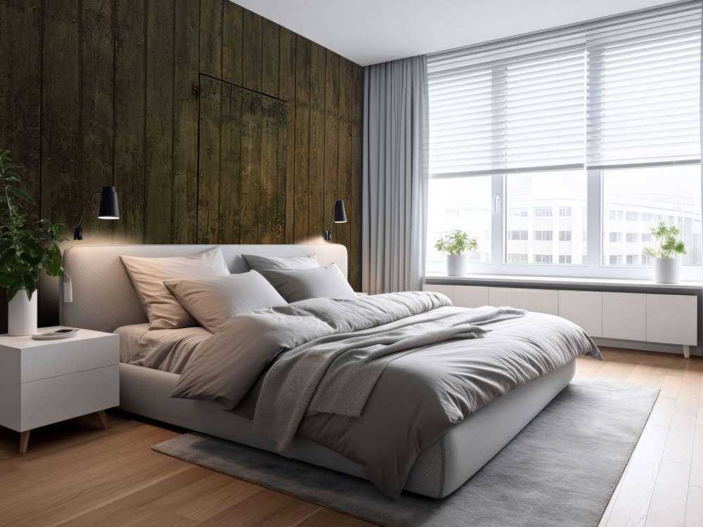 Pared de madera con puerta