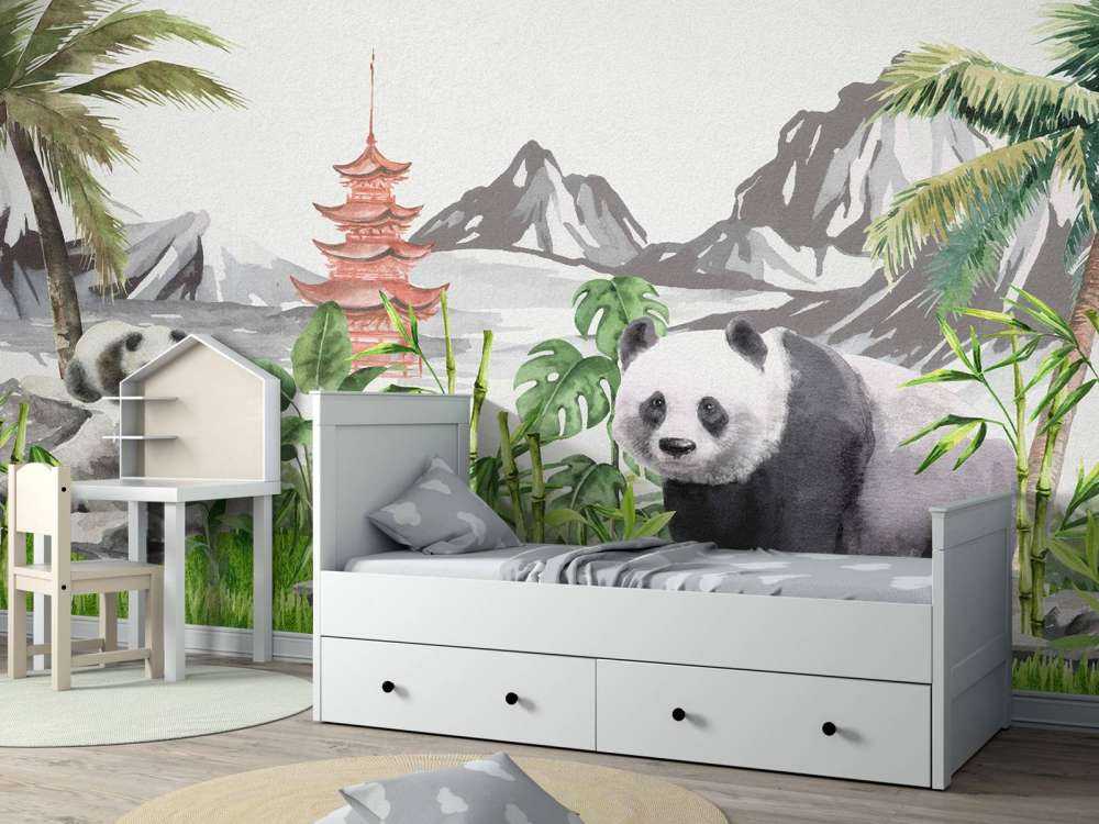 Pandas en la selva de bambú
