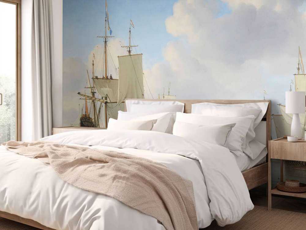 Barcos holandeses en un mar en calma.
