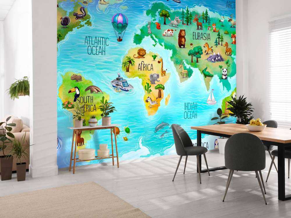 Papel Pintado Infantil mapa del mundo Pretty Lili PRLI_6918_40_16