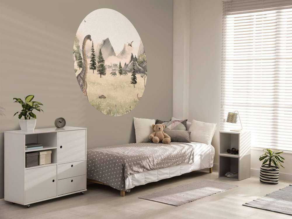 Paisaje con dinosaurios en beige