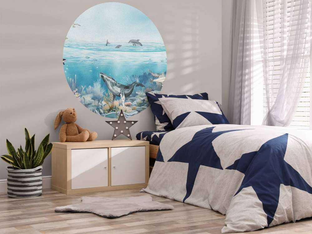 Paisaje Oceánico con Animales en Color