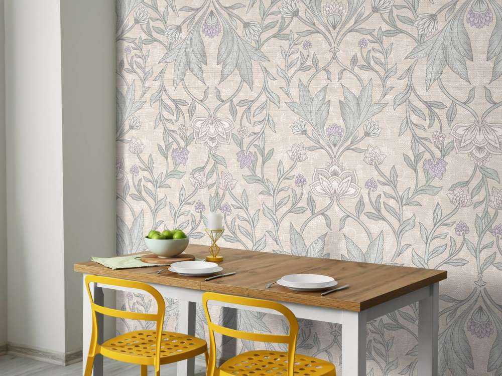 Morris floral damasco - beige neutro