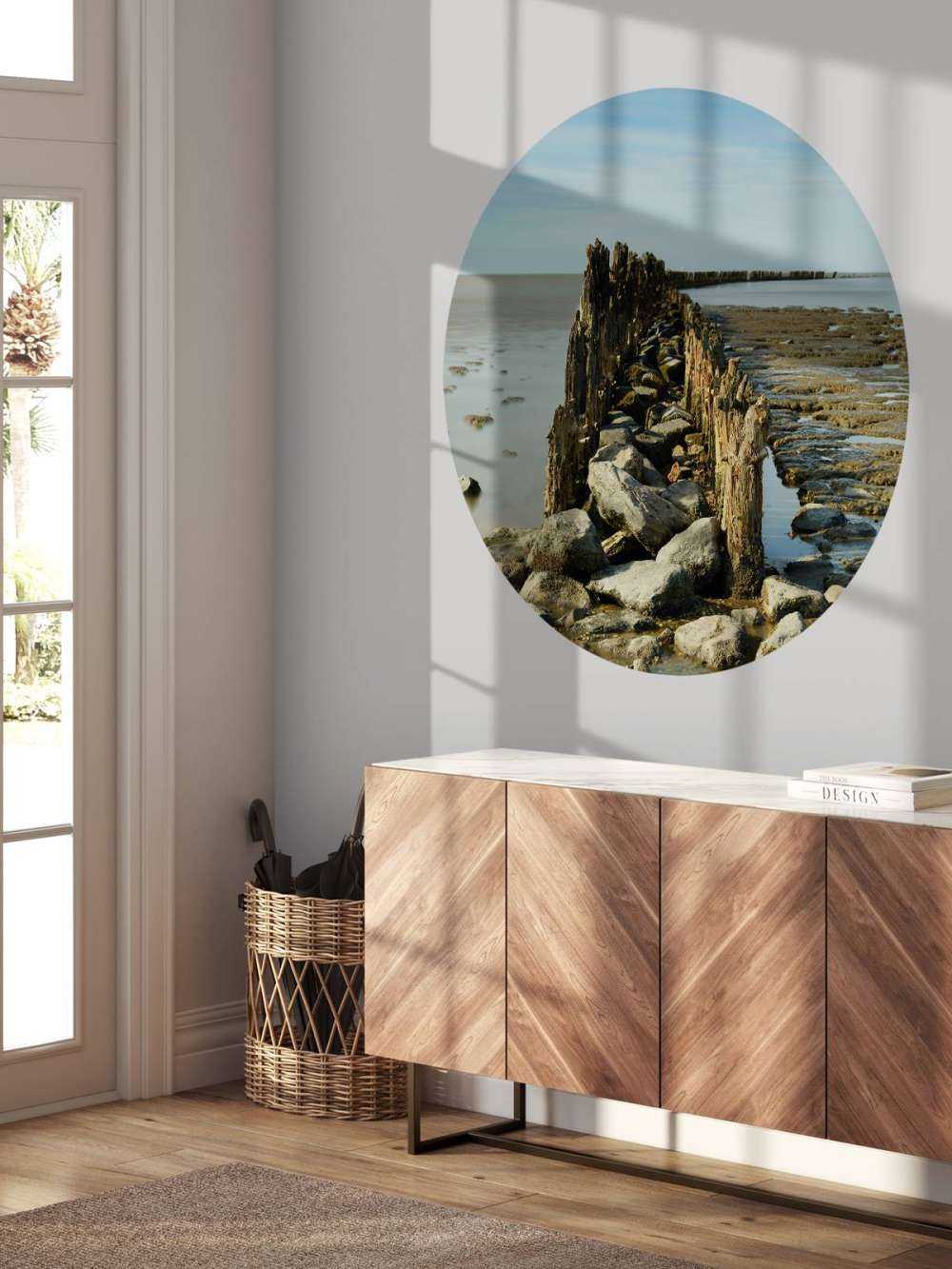 Escollera de madera y piedra