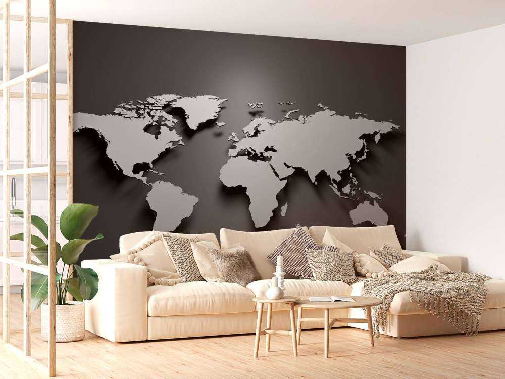 Mapa del mundo 3D en negro