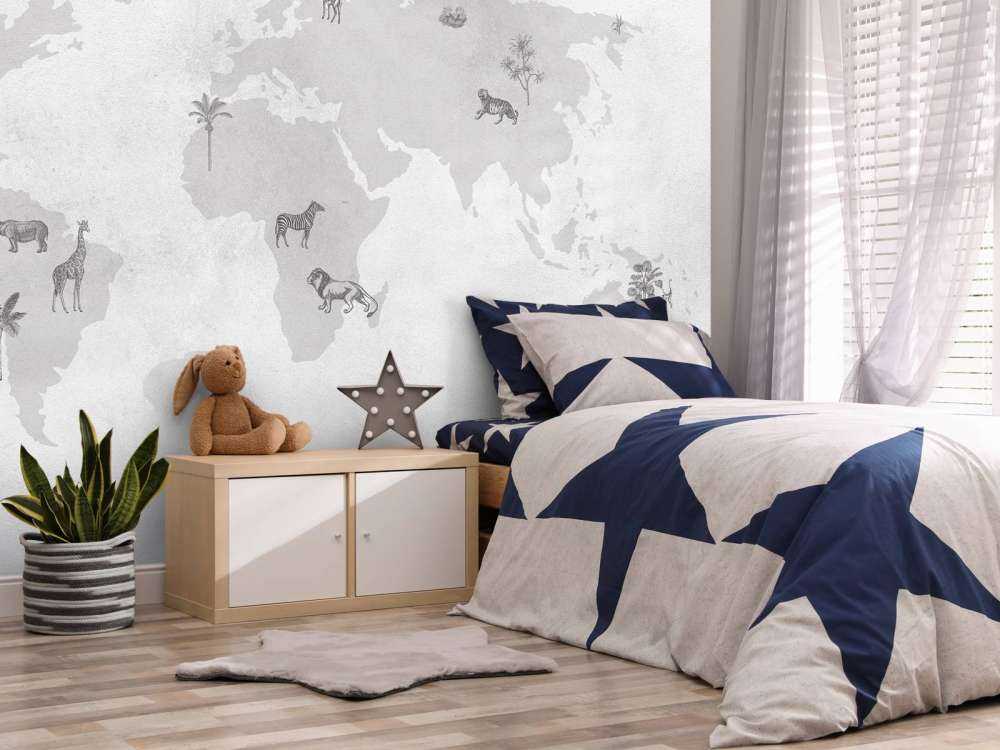 Mapa del mundo en gris