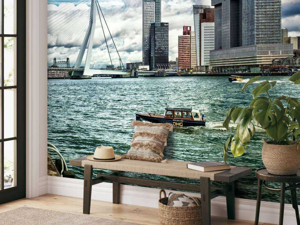 Skyline de Rotterdam con vista al Kop van Zuid en color 