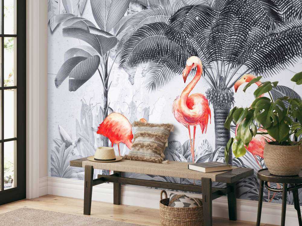 Selva con flamencos