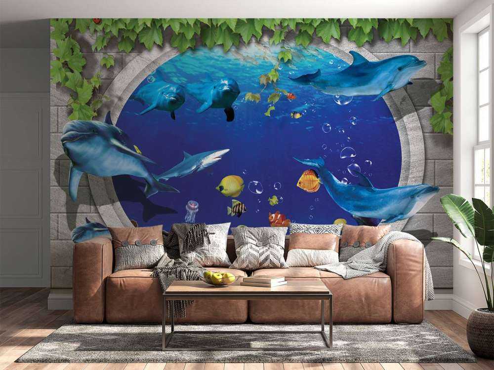 Delfines a través de la pared