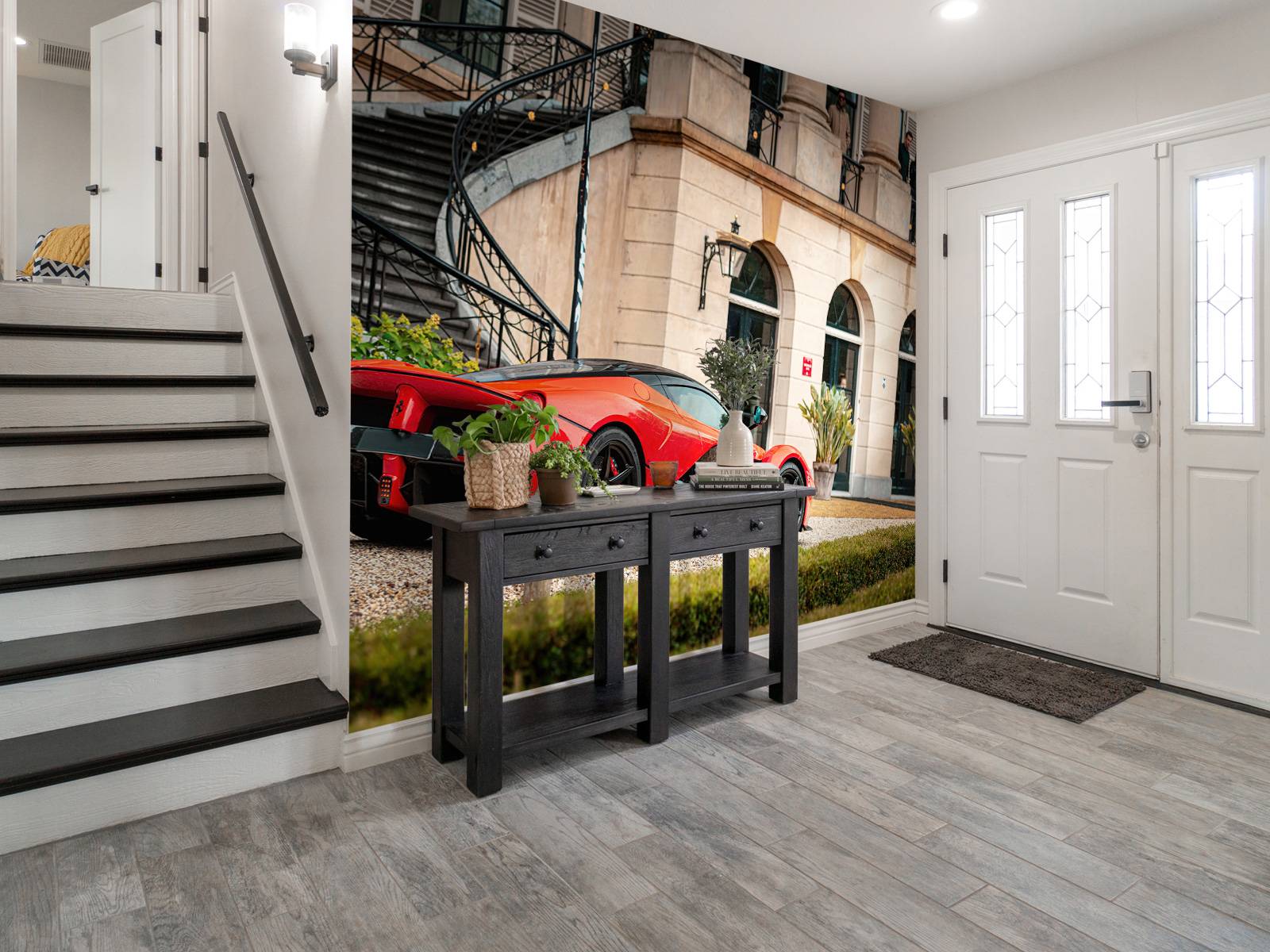 Papel Pintado - Ferrari laFerrari junto a una villa de lujo, image size:1600x1200