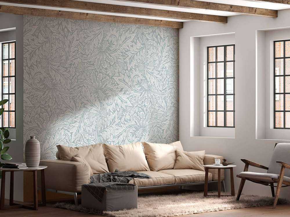 Morris Florals & Leaves - azul empolvado