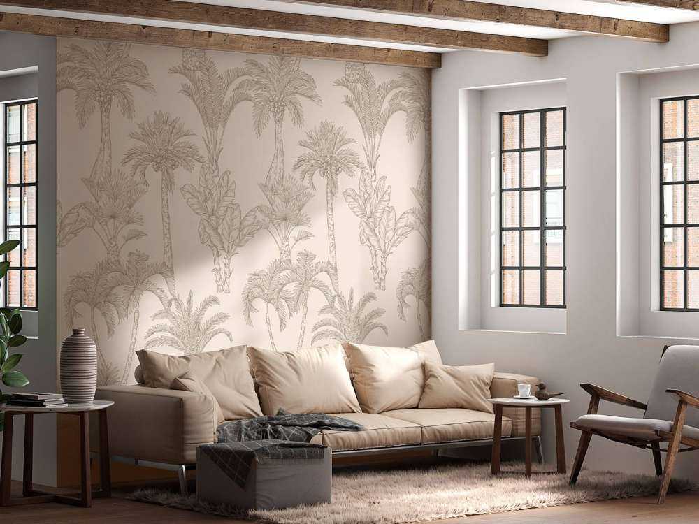 Arte lineal de jungla beige