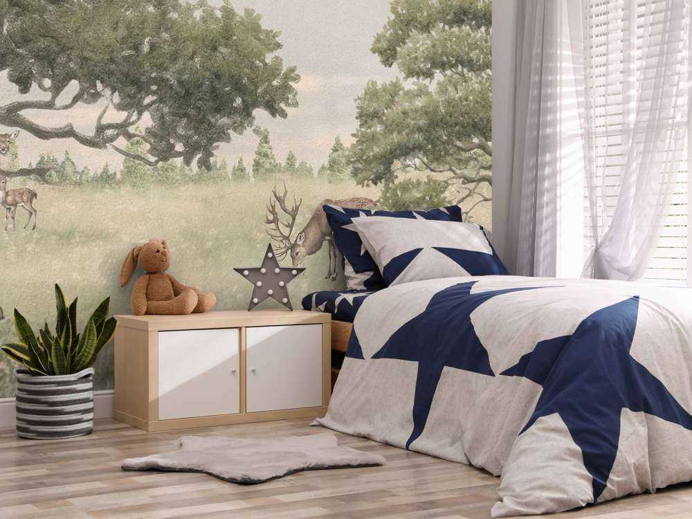 Paisaje con animales en beige