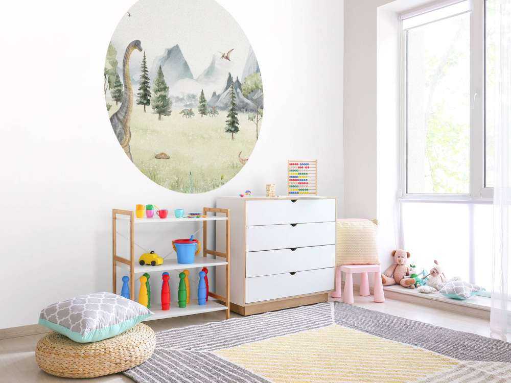 Paisaje con dinosaurios en color