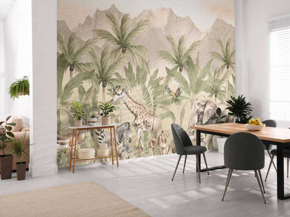 Paisaje de montaña con animales