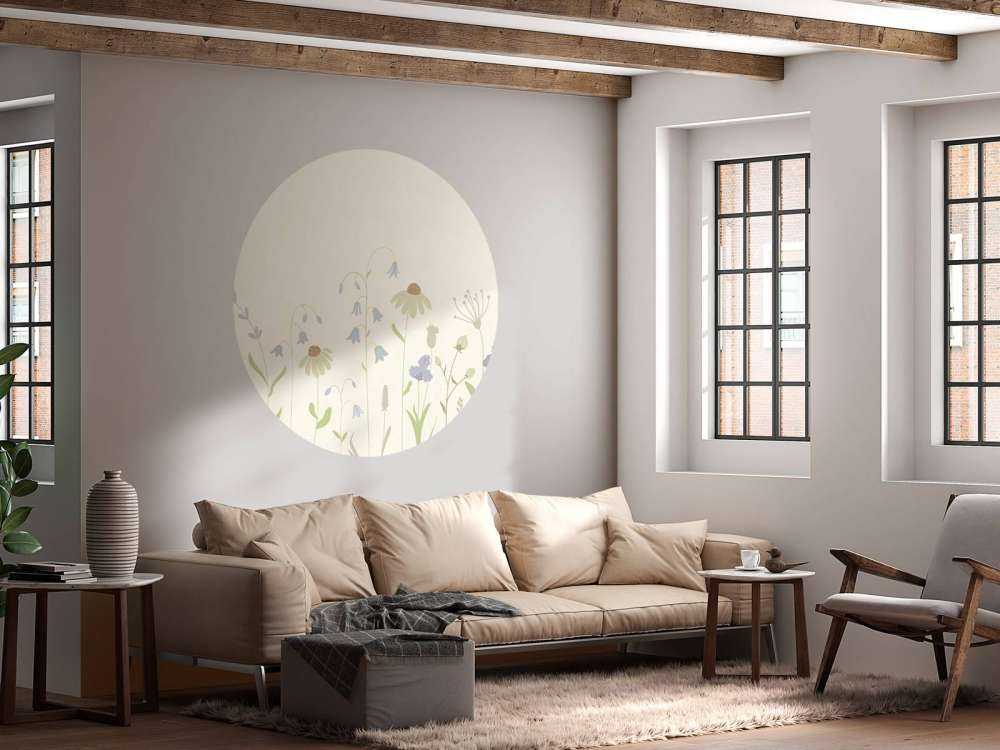 Campo de flores alto beige, rosa viejo, verde y lila
