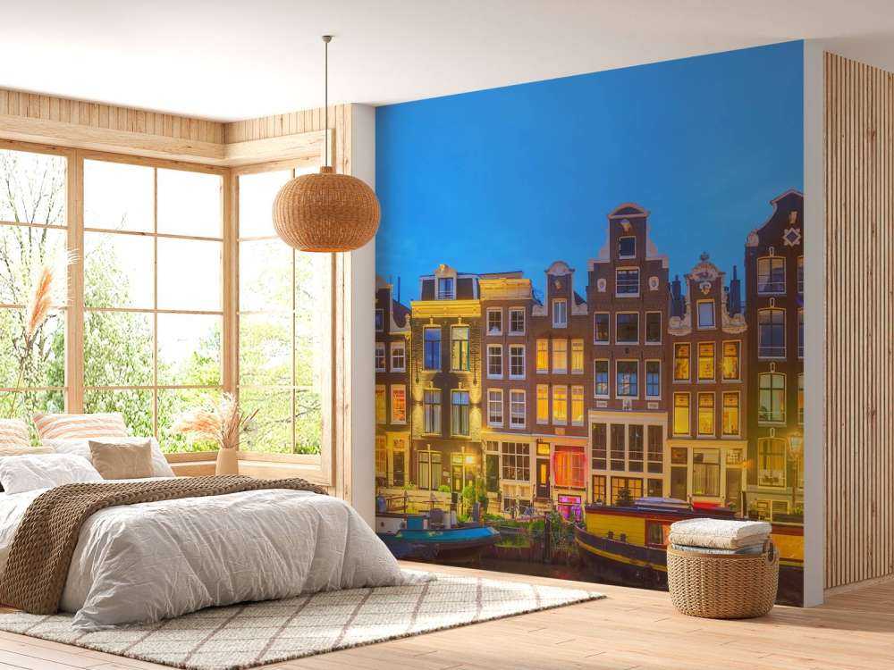 Casas de Ámsterdam en la noche