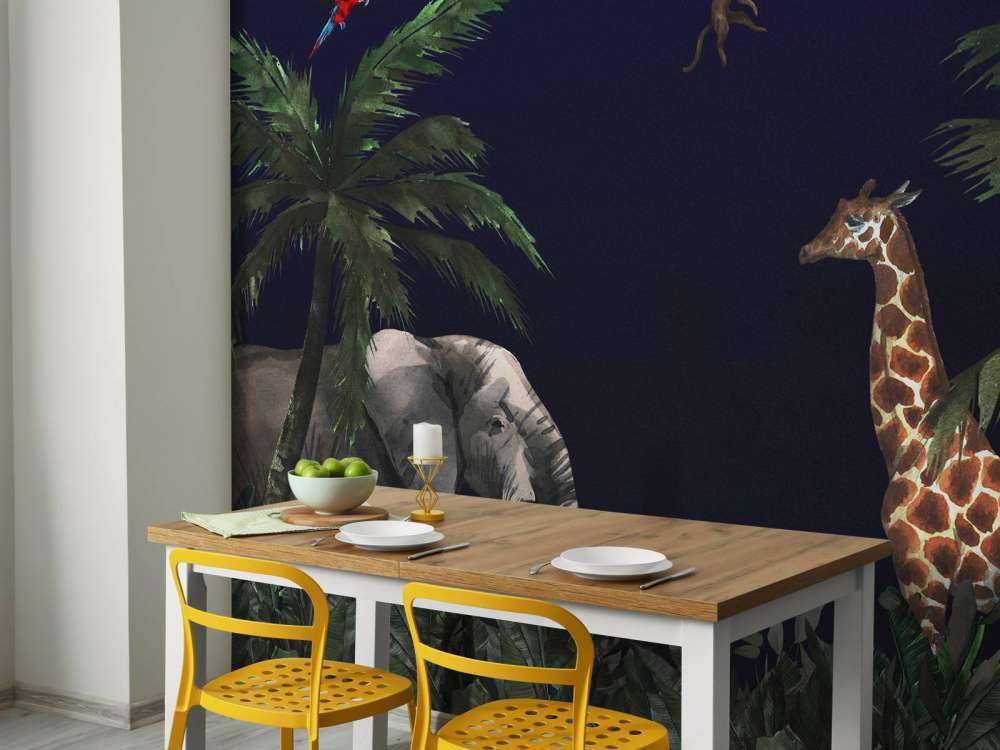 Animales de la selva de noche