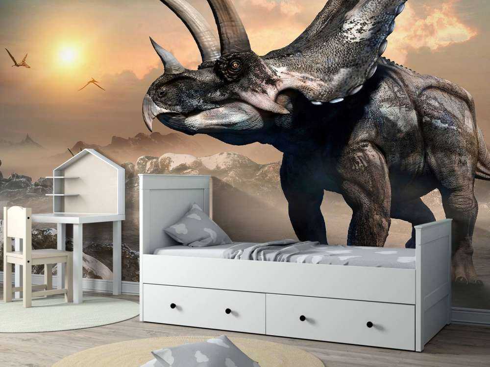 Dinosaurio en la niebla matinal