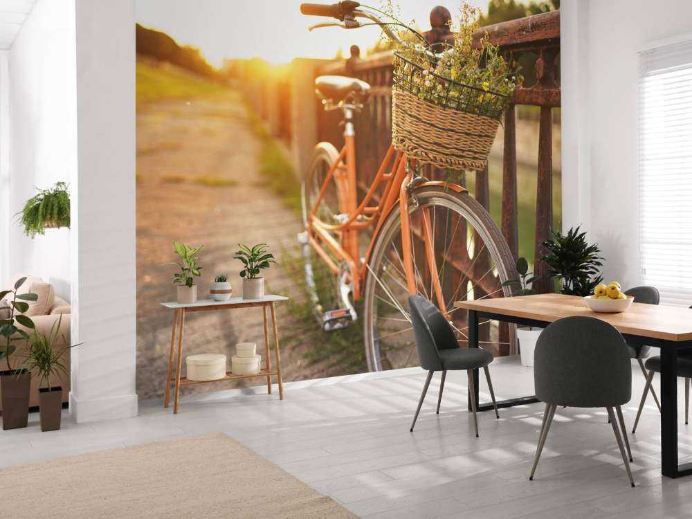 Bicicleta roja con cesta
