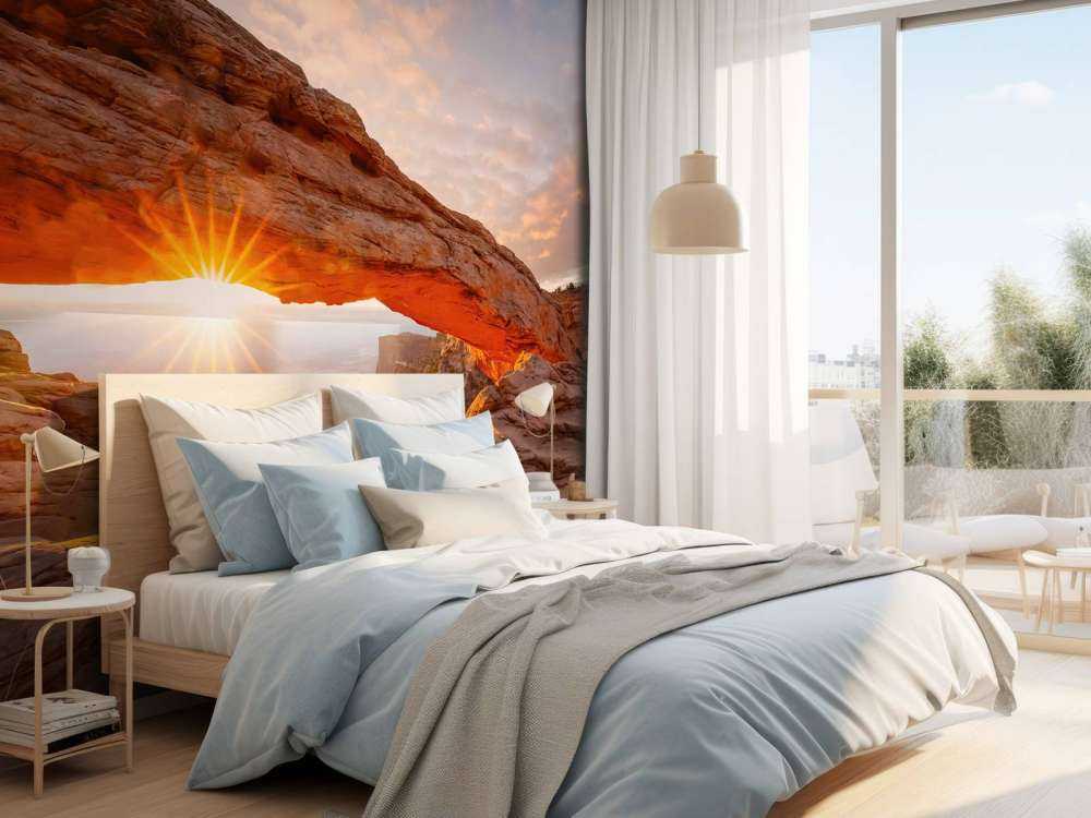 Puesta de sol bajo las rocas