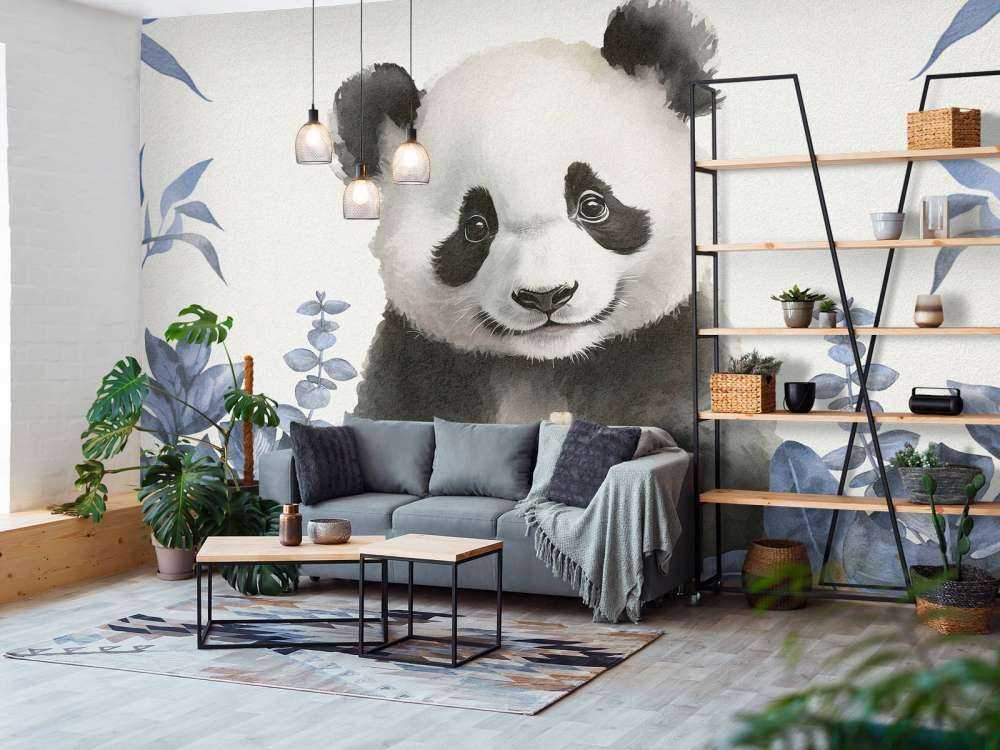 Panda bebé en la selva azul
