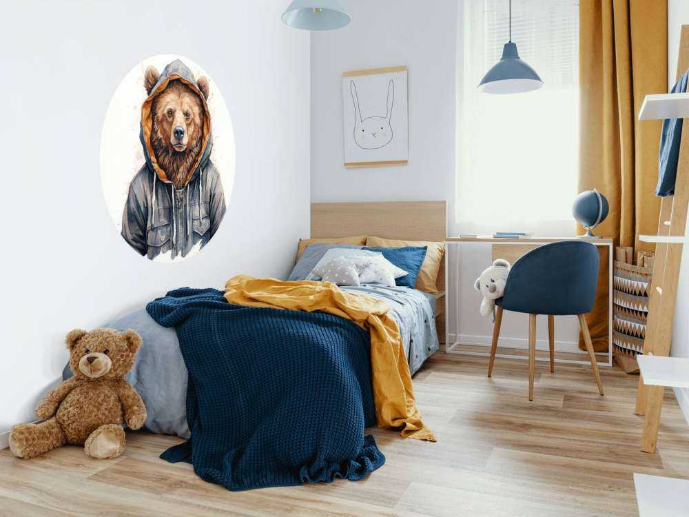 Oso Grizzly de Acuarela en una Sudadera con Capucha