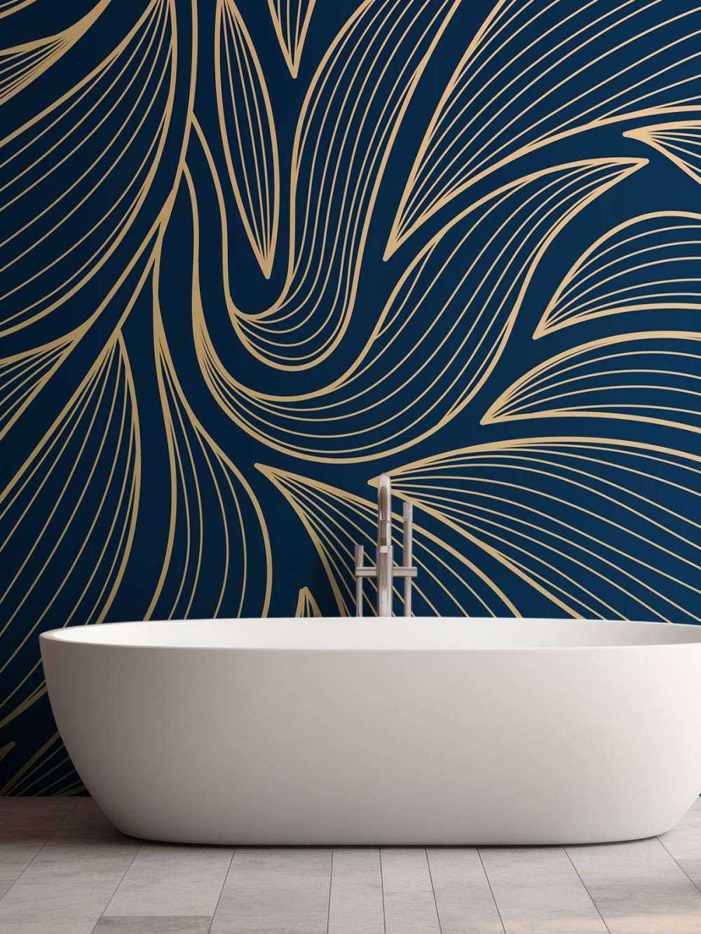 Art deco flores azules