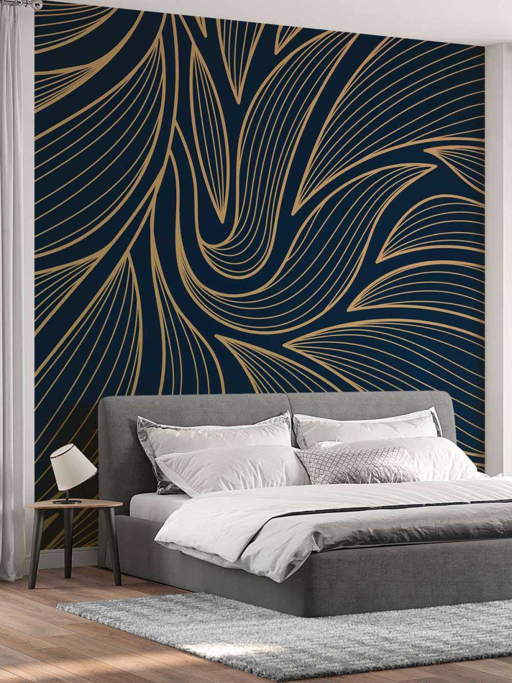 Art deco flores azules