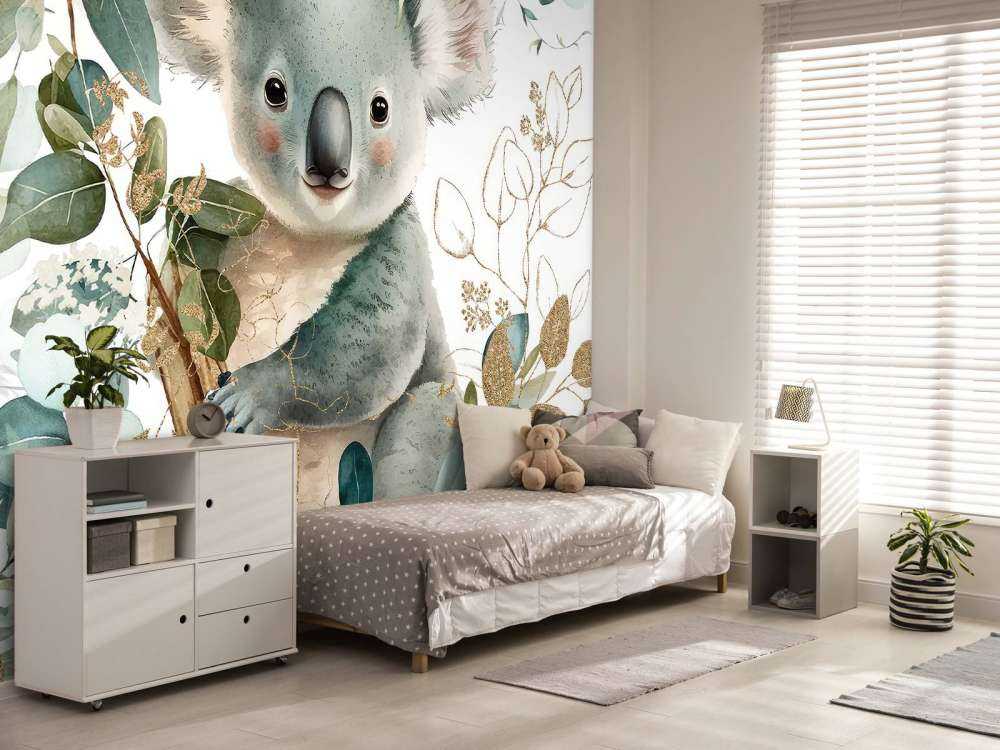 Koala sombrío en eucalipto