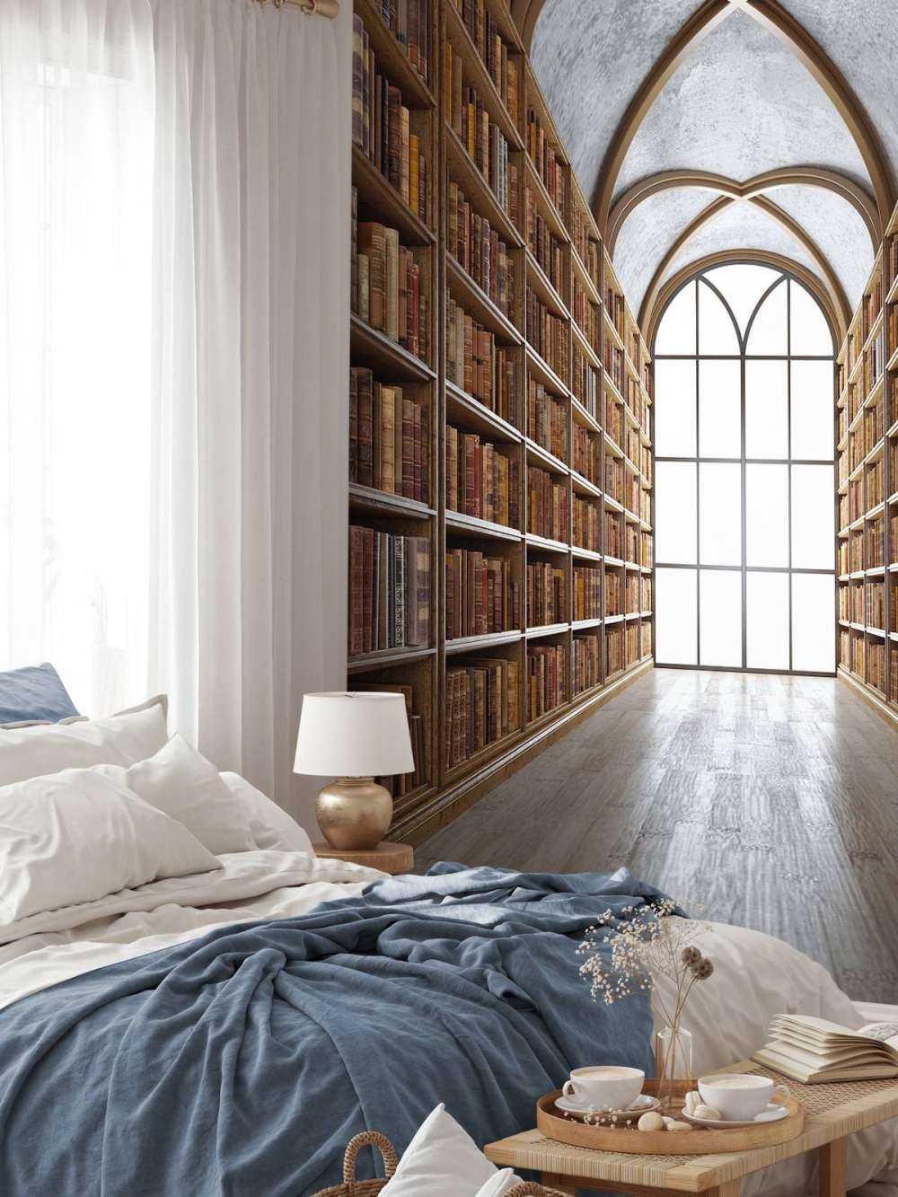 Sala de biblioteca medieval