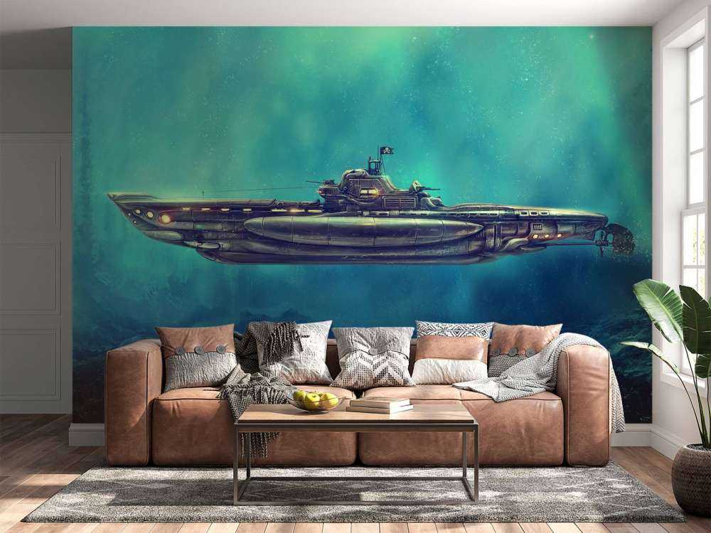 Submarino pirata en el mundo submarino