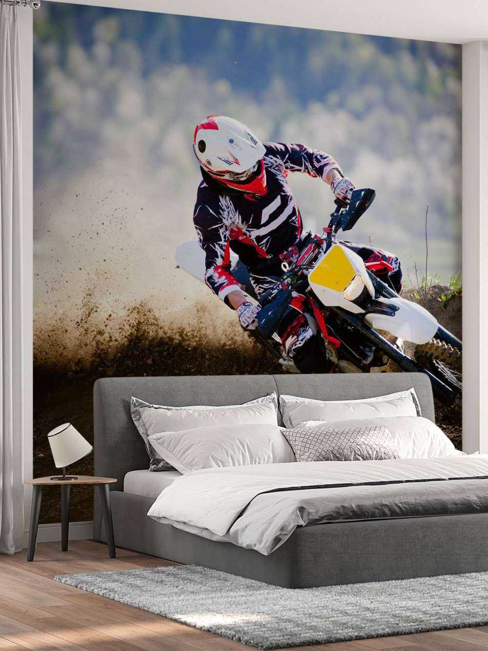 Moto de motocross en la curva