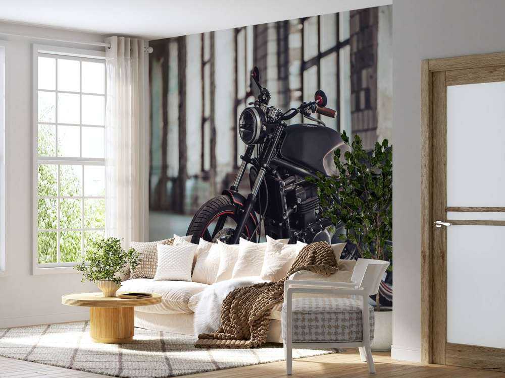 Motocicleta negra mate