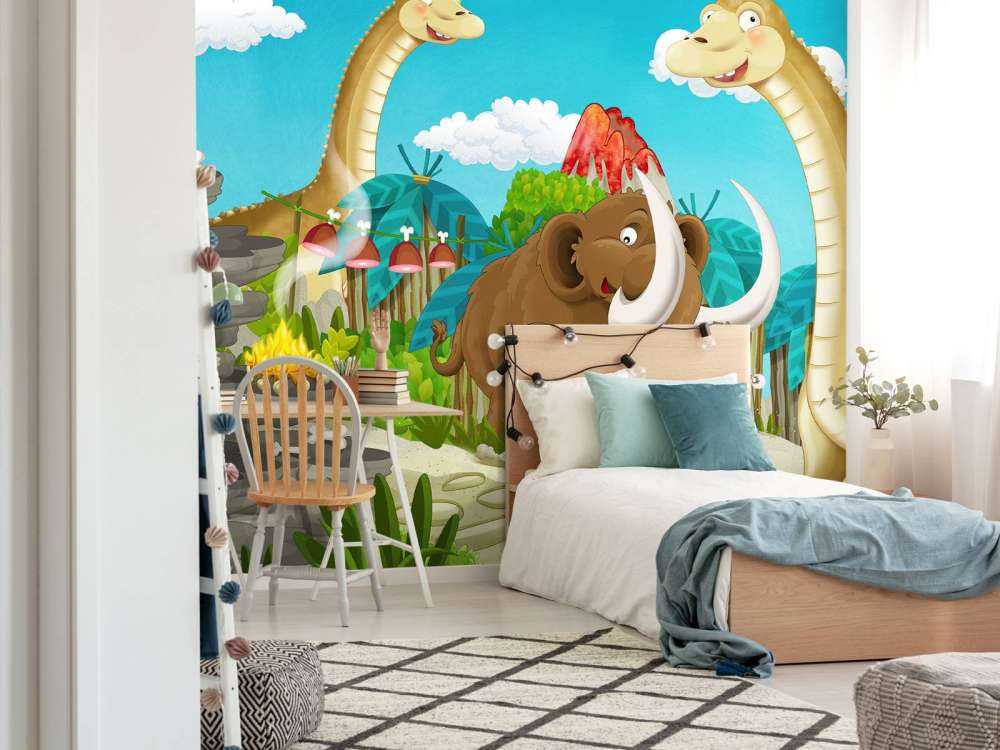 Dinosaurio y mamut