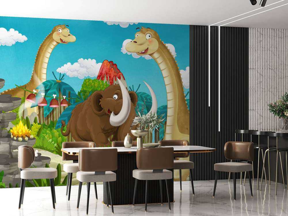 Dinosaurio y mamut